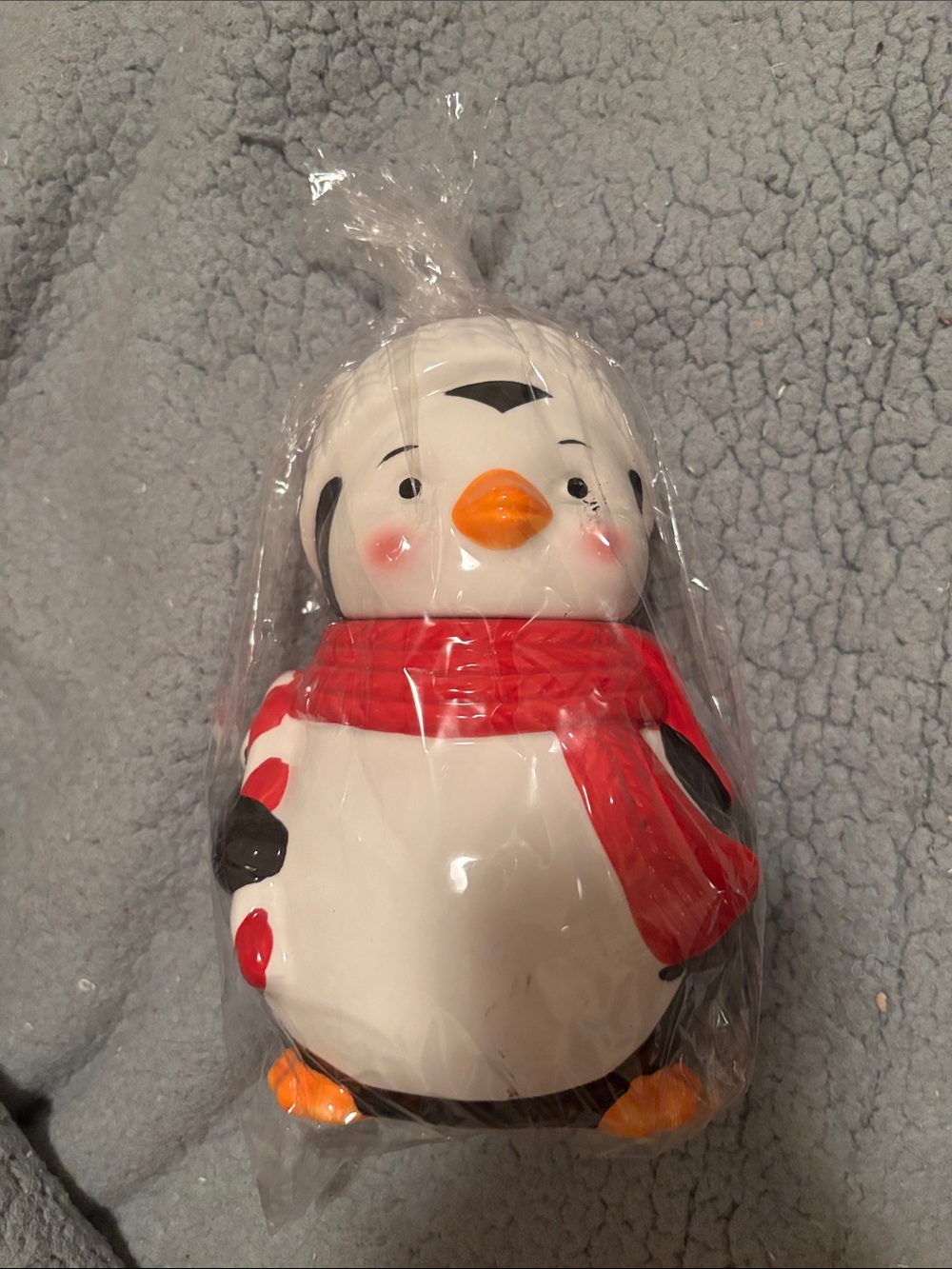 Festive Red Scarf Penguin Cookie Jar - Home Accent